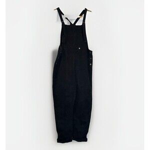 Roxy Overalls Women L Black Corduroy Pockets Outdoors Work Artsy Boho Classic